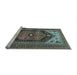 Sideview of Machine Washable Persian Light Blue Traditional Rug, wshtr400lblu