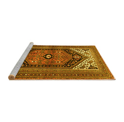 Sideview of Machine Washable Persian Yellow Traditional Rug, wshtr400yw