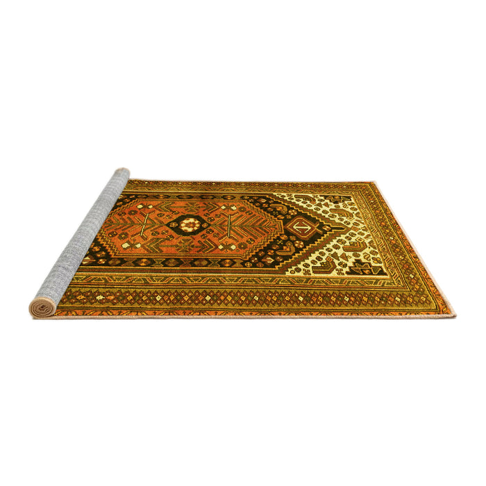 Sideview of Machine Washable Persian Yellow Traditional Rug, wshtr400yw