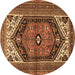 Round Persian Brown Traditional Rug, tr400brn