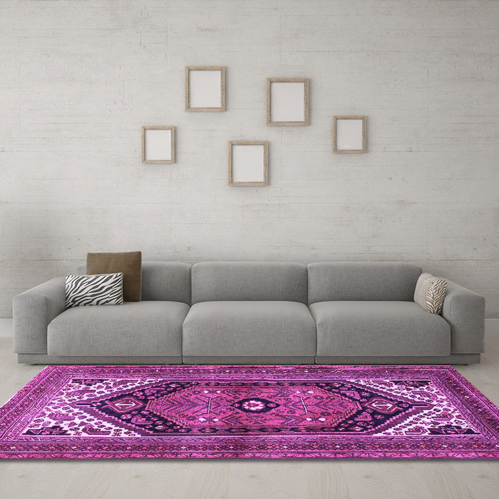 Machine Washable Persian Purple Traditional Area Rugs in a Living Room, wshtr400pur