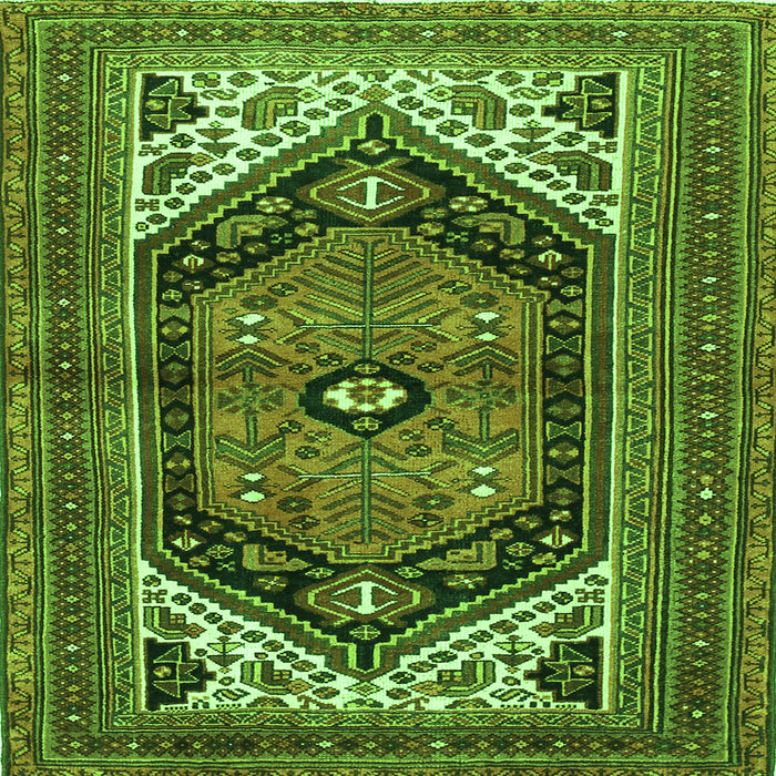 Round Machine Washable Persian Green Traditional Area Rugs, wshtr400grn