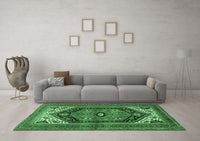 Machine Washable Persian Emerald Green Traditional Rug, wshtr400emgrn