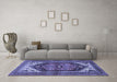 Machine Washable Persian Blue Traditional Rug in a Living Room, wshtr400blu