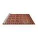 Sideview of Machine Washable Traditional Brown Red Rug, wshtr401