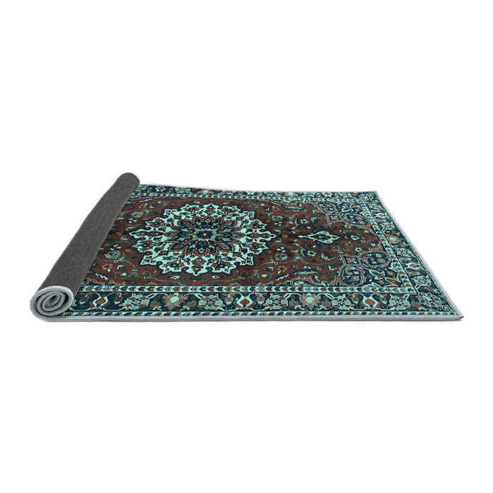 Sideview of Medallion Light Blue Traditional Rug, tr4010lblu