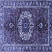 Square Machine Washable Medallion Blue Traditional Rug, wshtr4010blu