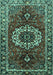 Medallion Turquoise Traditional Rug, tr4010turq