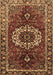 Machine Washable Medallion Brown Traditional Rug, wshtr4010brn