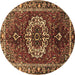 Round Medallion Brown Traditional Rug, tr4010brn