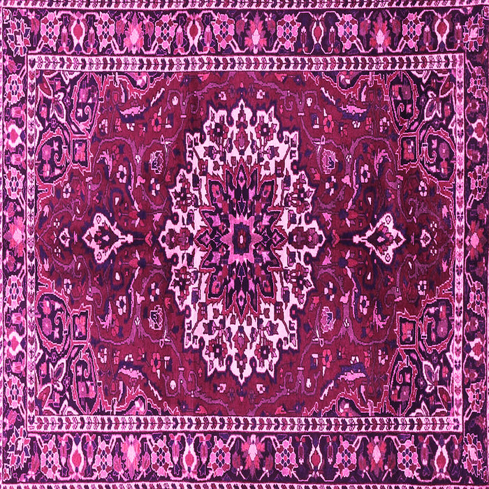 Square Machine Washable Medallion Pink Traditional Rug, wshtr4010pnk