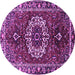 Round Machine Washable Medallion Purple Traditional Area Rugs, wshtr4010pur