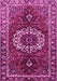 Machine Washable Medallion Pink Traditional Rug, wshtr4010pnk