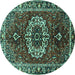 Round Medallion Turquoise Traditional Rug, tr4010turq