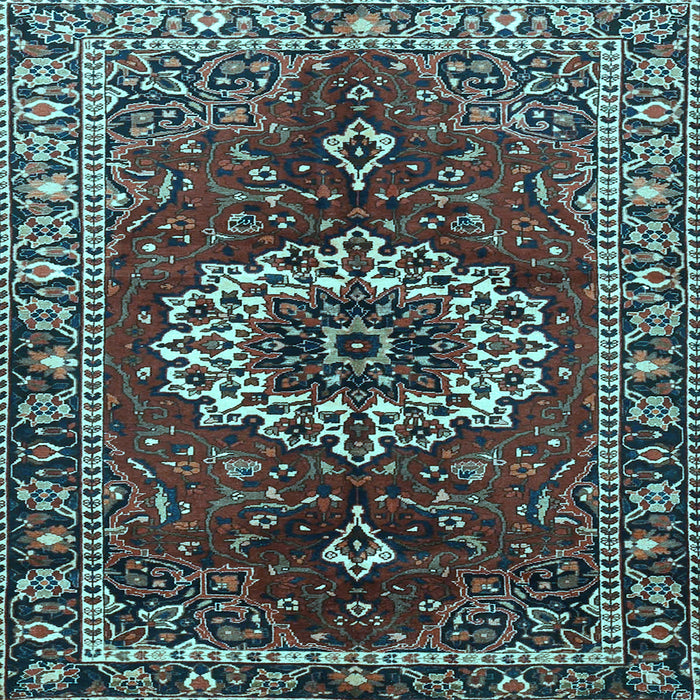 Square Medallion Light Blue Traditional Rug, tr4010lblu