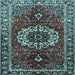 Square Medallion Light Blue Traditional Rug, tr4010lblu