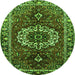 Square Medallion Green Traditional Rug, tr4010grn