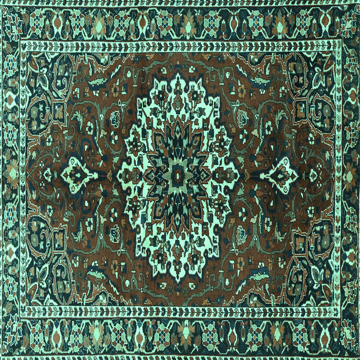 Square Medallion Turquoise Traditional Rug, tr4010turq