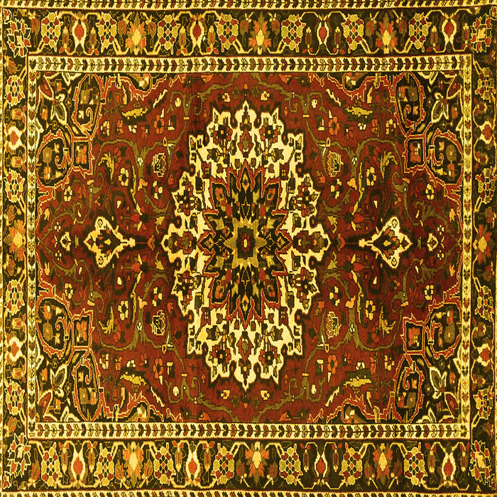 Square Medallion Yellow Traditional Rug, tr4010yw