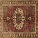 Square Medallion Brown Traditional Rug, tr4010brn