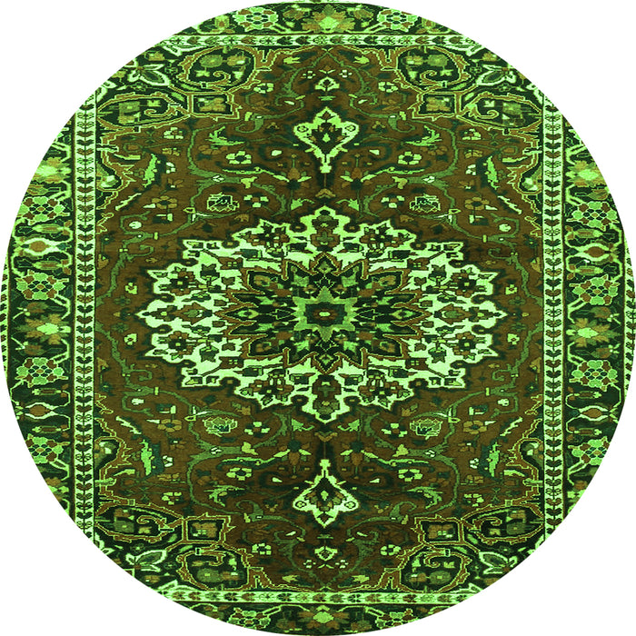 Machine Washable Medallion Green Traditional Area Rugs, wshtr4010grn