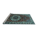 Sideview of Machine Washable Medallion Light Blue Traditional Rug, wshtr4010lblu