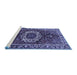 Sideview of Machine Washable Medallion Blue Traditional Rug, wshtr4010blu