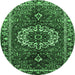 Round Medallion Emerald Green Traditional Rug, tr4010emgrn