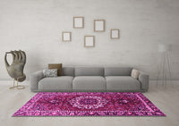 Machine Washable Medallion Pink Traditional Rug, wshtr4010pnk