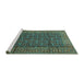 Sideview of Machine Washable Persian Turquoise Traditional Area Rugs, wshtr4011turq