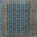 Square Machine Washable Persian Light Blue Traditional Rug, wshtr4011lblu