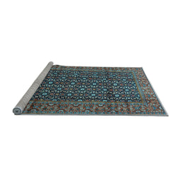 Sideview of Machine Washable Persian Light Blue Traditional Rug, wshtr4011lblu