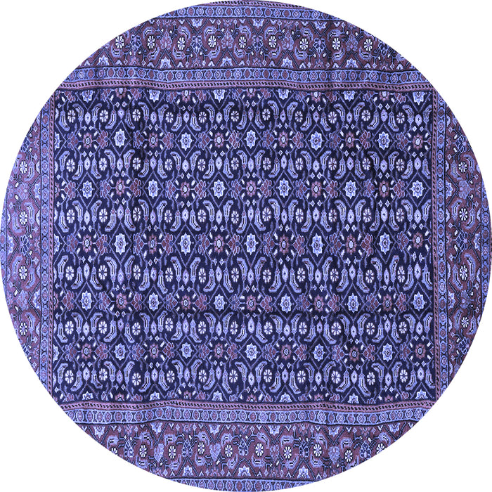 Round Machine Washable Persian Blue Traditional Rug, wshtr4011blu