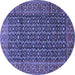 Round Machine Washable Persian Blue Traditional Rug, wshtr4011blu