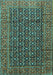 Machine Washable Persian Turquoise Traditional Area Rugs, wshtr4011turq