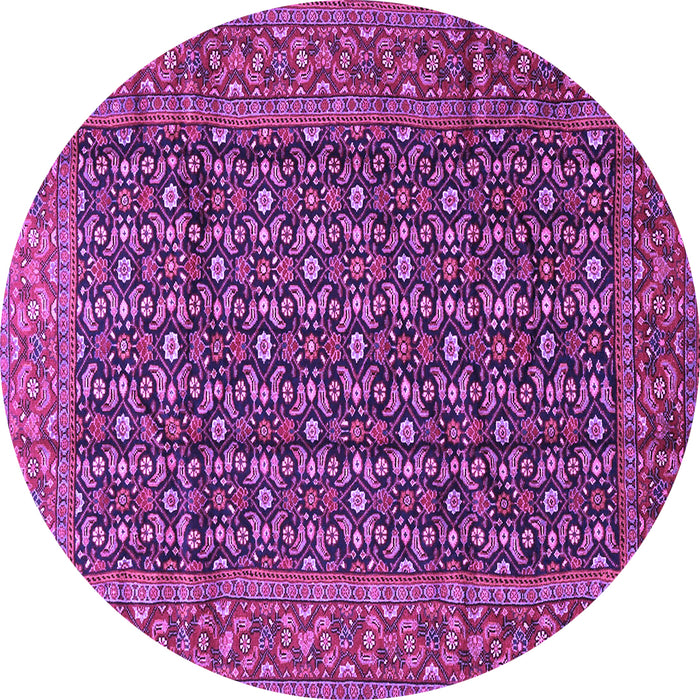 Round Machine Washable Persian Purple Traditional Area Rugs, wshtr4011pur