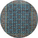 Round Machine Washable Persian Light Blue Traditional Rug, wshtr4011lblu