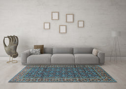 Machine Washable Persian Light Blue Traditional Rug in a Living Room, wshtr4011lblu