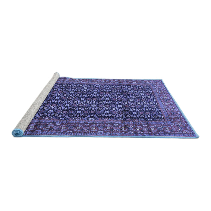 Sideview of Machine Washable Persian Blue Traditional Rug, wshtr4011blu