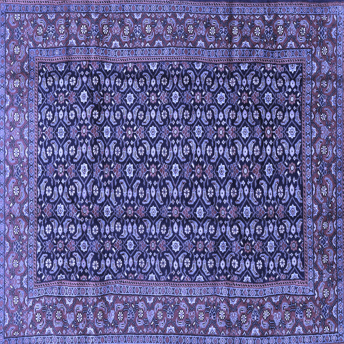 Square Machine Washable Persian Blue Traditional Rug, wshtr4011blu