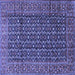 Square Machine Washable Persian Blue Traditional Rug, wshtr4011blu