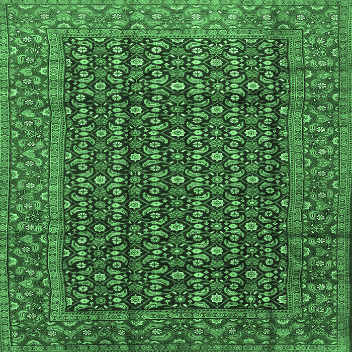 Square Persian Emerald Green Traditional Rug, tr4011emgrn