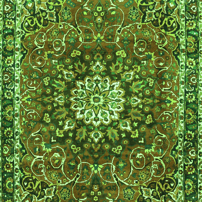 Serging Thickness of Machine Washable Medallion Green Traditional Area Rugs, wshtr4012grn