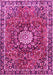 Machine Washable Medallion Pink Traditional Rug, wshtr4012pnk