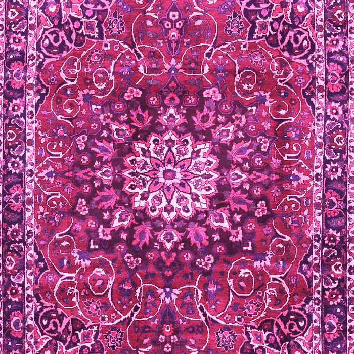 Machine Washable Medallion Pink Traditional Rug, wshtr4012pnk