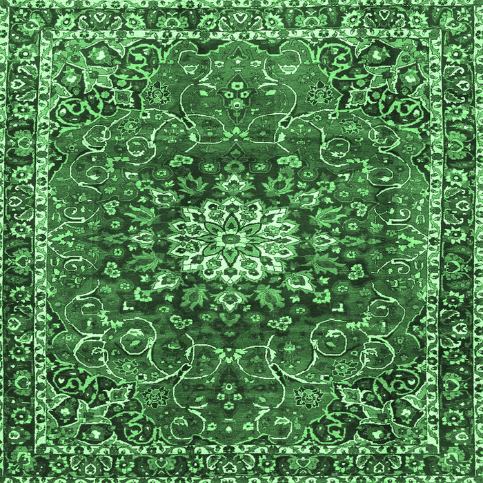Square Medallion Emerald Green Traditional Rug, tr4012emgrn