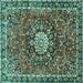 Square Medallion Turquoise Traditional Rug, tr4012turq