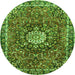 Square Medallion Green Traditional Rug, tr4012grn