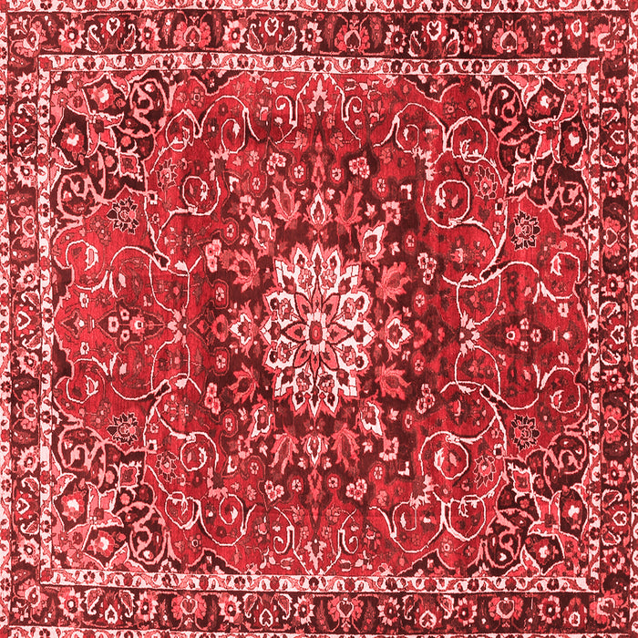 Machine Washable Medallion Red Traditional Rug, wshtr4012red