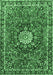 Machine Washable Medallion Emerald Green Traditional Area Rugs, wshtr4012emgrn